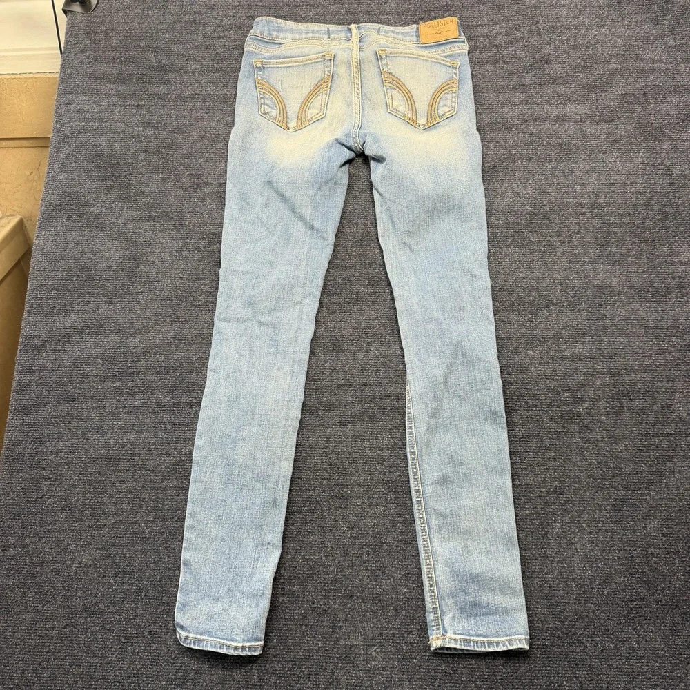Hollister Skinny Jeans Juniors 0S Blue Light Wash Distressed Stretch 24x29 Denim